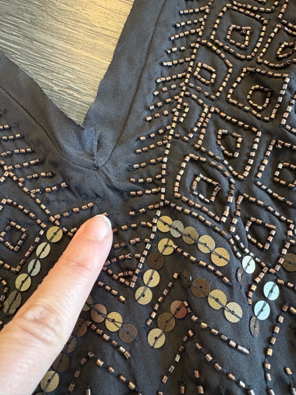 Free People Arizona Black Sequin Embellished V-Back Mini Dress Small - Picture 5 of 11